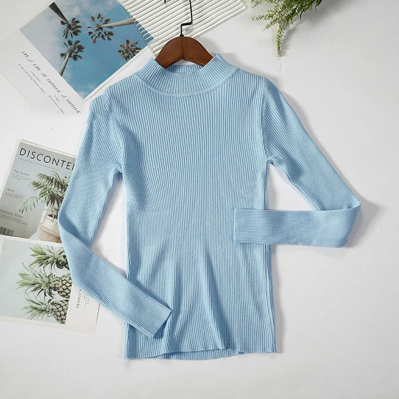 Women's Turtleneck Sweater Knitted Soft Pullovers cashmere Jumpers Basic Solid Soft Sweaters Women Autumn Winter Casual Top