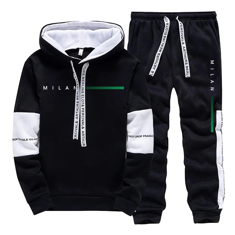 2025 New Arrival Man Sportswear 2pcs Set Hooded Sweatshirt Jogger Pants High Quality Male Home Outdoor Casual Sport Jogging Suit