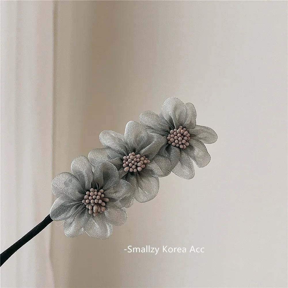Elegant Shell Pearl Lazy Hair Curler Bow Barrettes Braided Hair Artifact Vintage Women Flower Hair Maker Tools Scrunchies