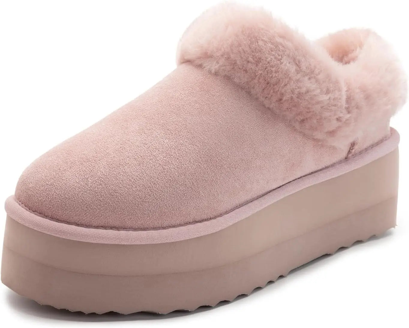 Platform Slippers Fluffy House Slippers For Indoor And Outdoor Short Ankle Boot Fur Lined Clog Slippers