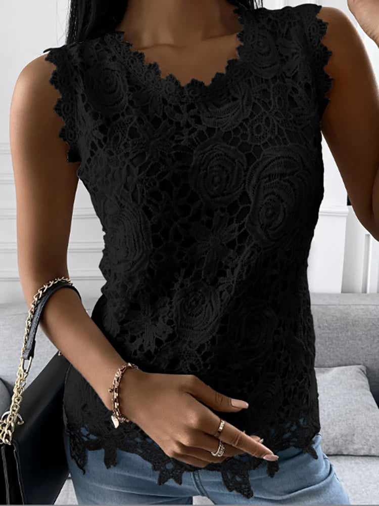 Sleeveless Sexy Vintage Slim Shirt