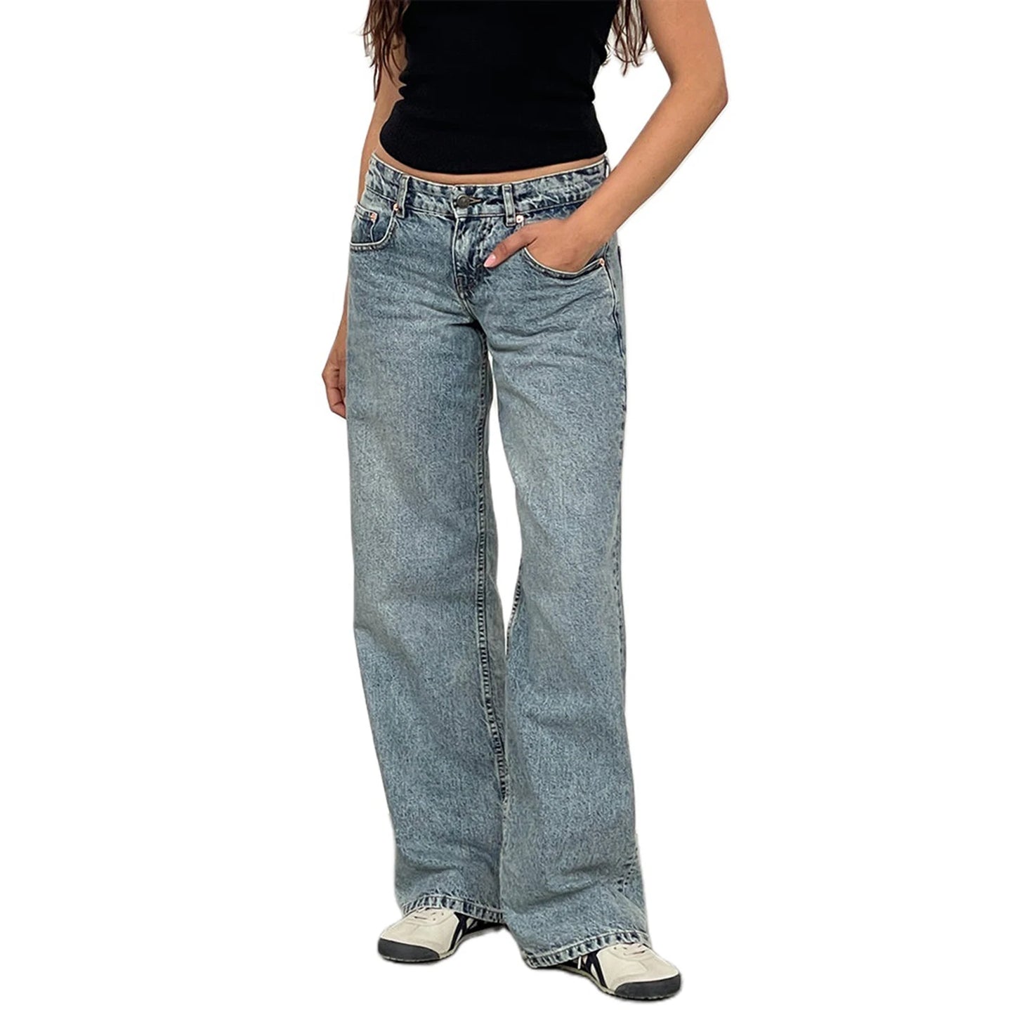 Women s Relaxed Fit Low Rise Denim Jeans with Stylish Pockets and Straight Leg Design for a Trendy Summer Look
