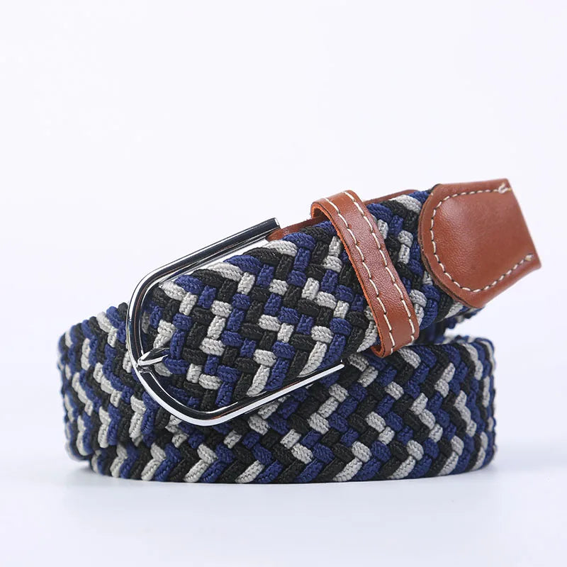 Casual Knitted Pin Buckle Belt Woven Canvas Elastic Expandable Braided Stretch Belts Women Jeans