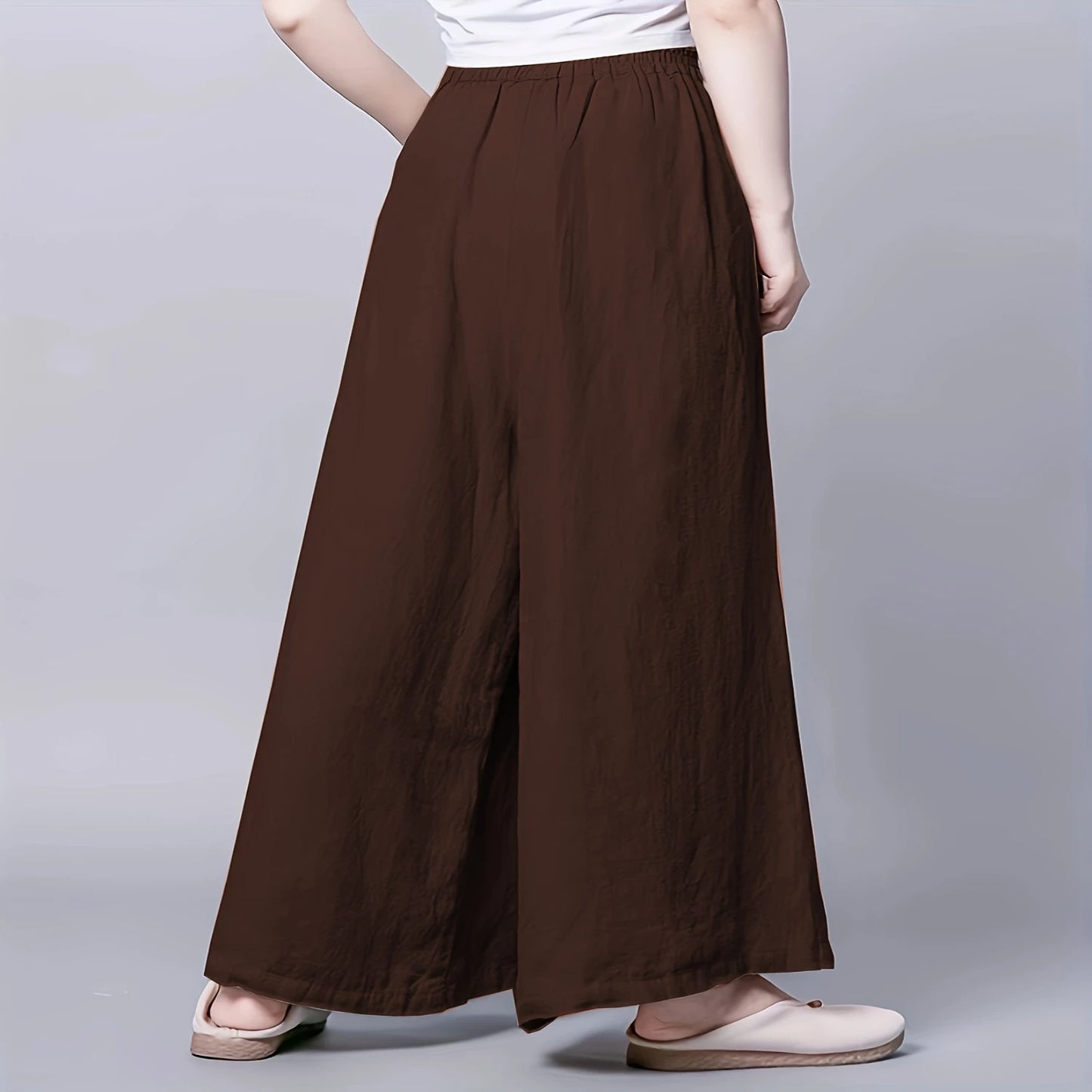 Chinese Retro Style High Waist Wide Leg Pants for Women, Spring & Summer Clothing