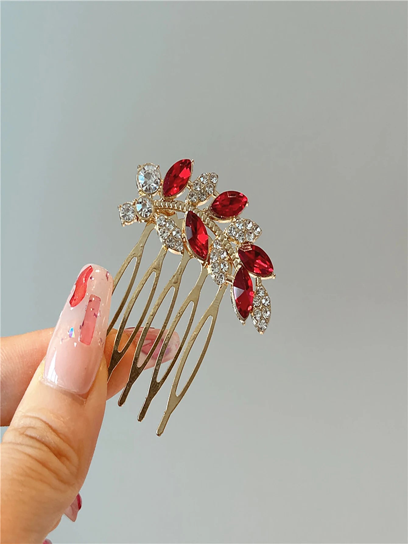 Luxury Rhinestone Hair Flower Leaf Small Hair Combs Hairpin Women Girls  Elegant Hair Accessories