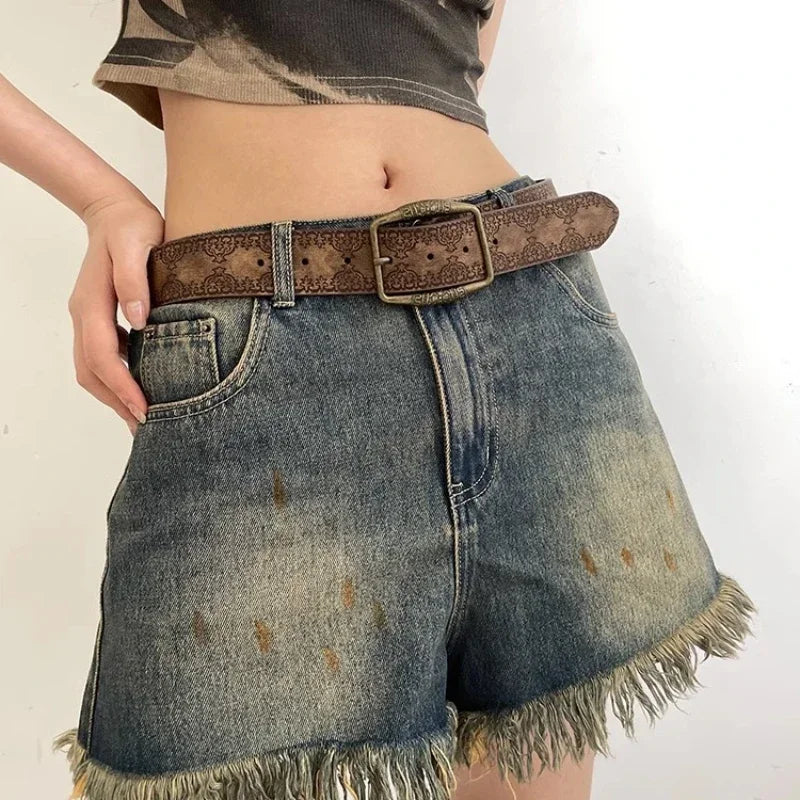 Pattern Print Retro Belts for Women Luxury Designer Brand Buckle Pin Waist Belt Female Pu Leather Fashion Waistband