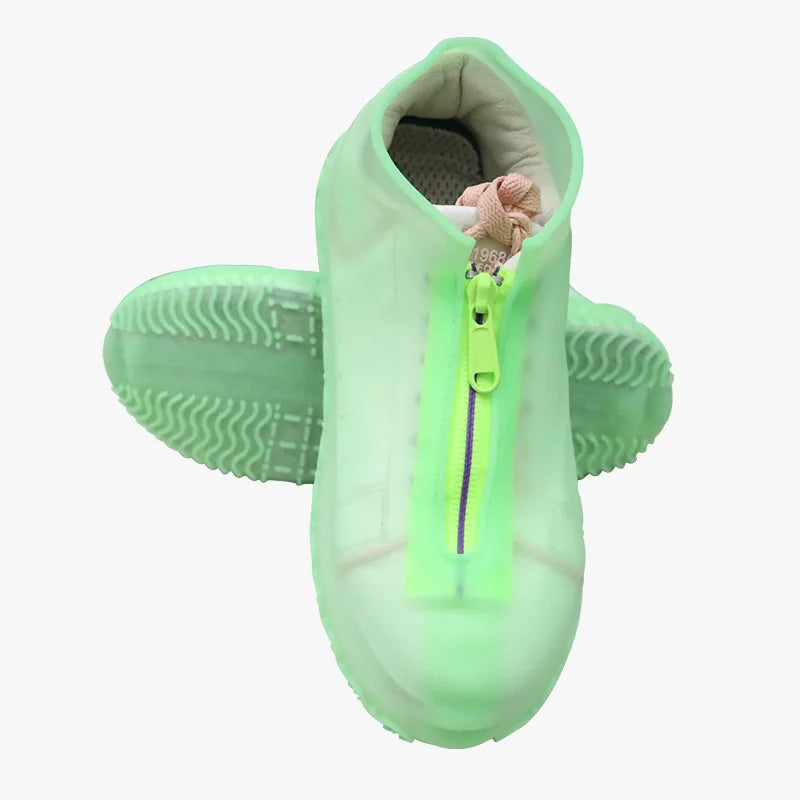 Waterproof Zipper Silicone Shoe Cover Rain Boots Unisex Outdoor Solid Non-Slip Wear-Resistant Reusable Shoe Cover