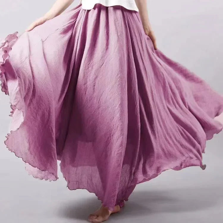 Cotton Linen Maxi  Casual Loose Long Skirt