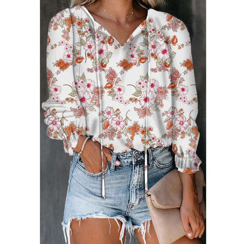 V Neck Lace Up Blouses