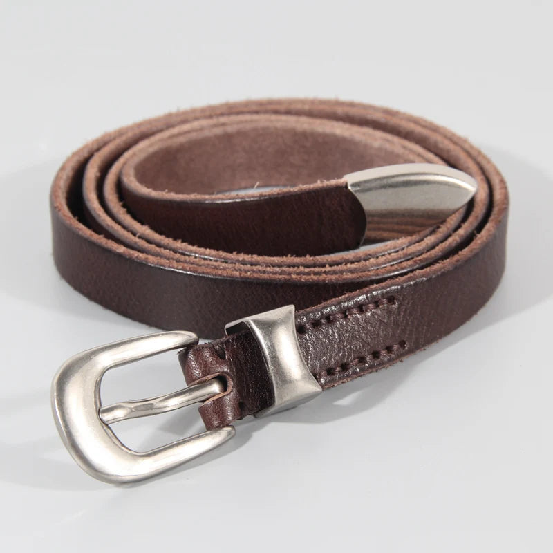 Extended Thin Section Knotted Decorative  Belt  Soft Genuine Leather