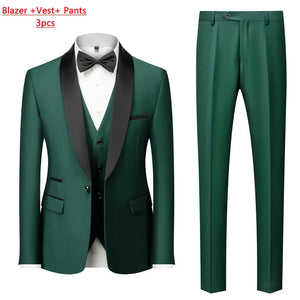 Men's Casual Business Have Smoking Suit High End Brand Boutique Fashion Blazer Vest Pants Groom Wedding Dress Party Suit