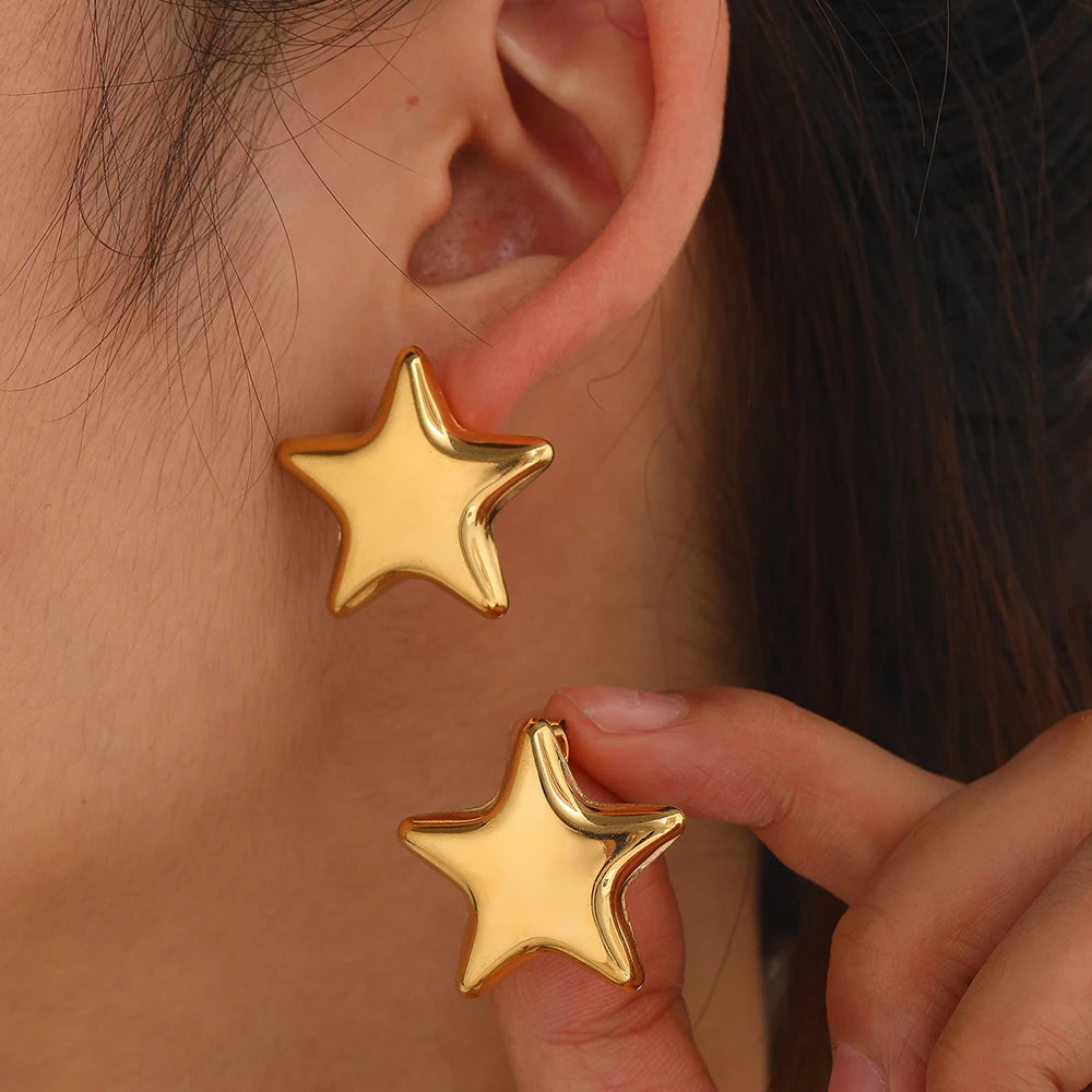 Stainless Steel Earrings Fresh Exquisite Star Stud Super Sparkling Earrings For Women Jewelry Ornate Texture