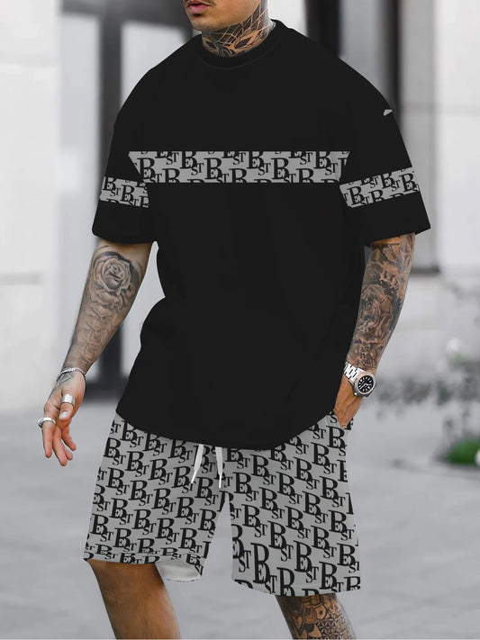 Summer  men's suit 3D printed men's short sleeves and shorts set Summer casual daily men's T-shirt Outdoor casual fashion