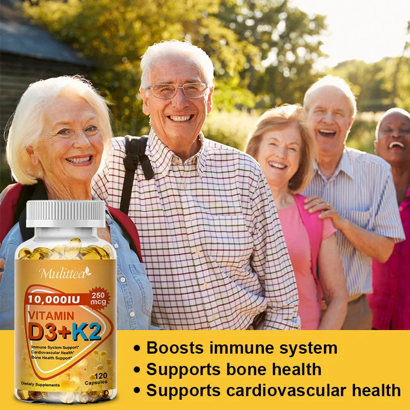 Vitamin D3 + K2 Capsules – 60 Count Dietary Supplement – Made in the USA