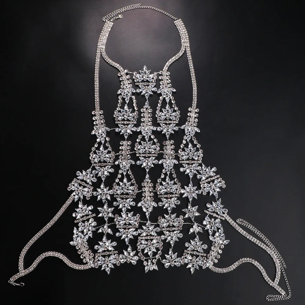 Exaggerated Vest Rhinestone Chest Chain Body Accessories Crystal Lingerie Bra