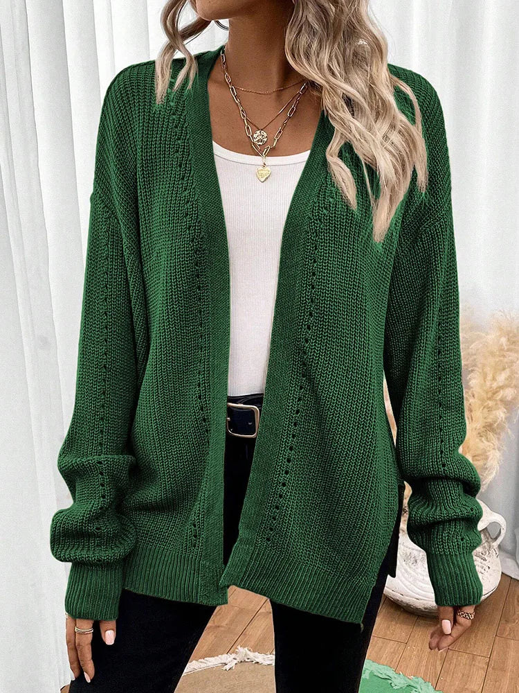 Medium to long cardigan sweaters women's outerwear tops fashionable and elegant holiday wear solid color knitwear