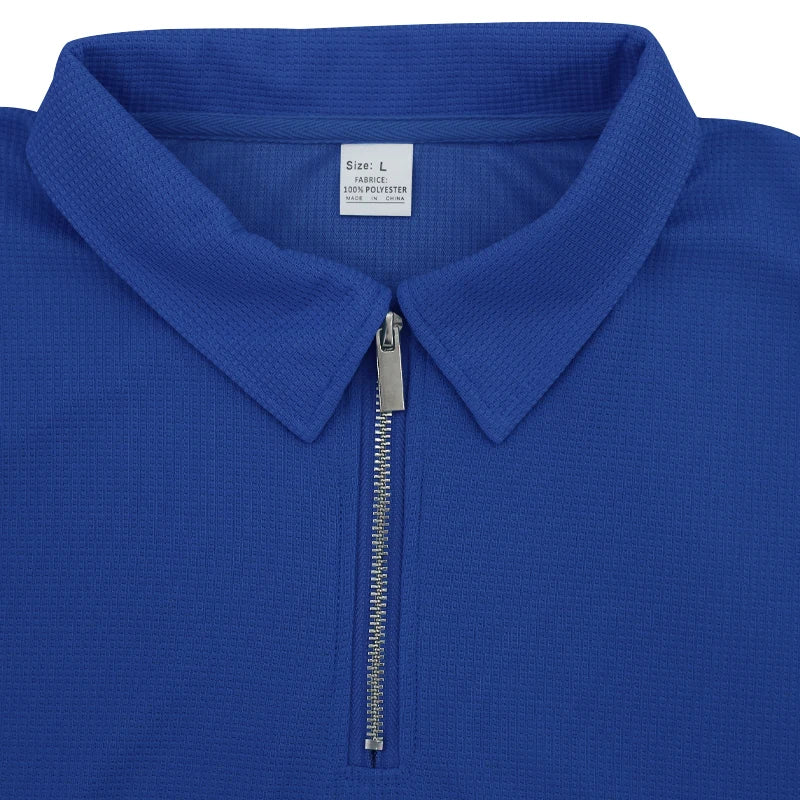 Cross border men's polo shirt set solid color waffle short sleeve slim lapel t-shirt casual men's shorts set