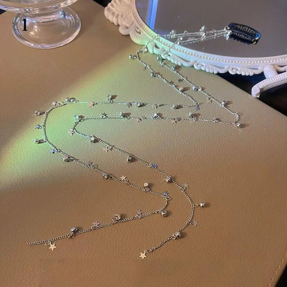 Fashion Rhinestone Chains Tassel Braided Hair Chain Shining Ponytail Hair Accessories For Women