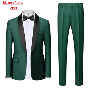 Men's Casual Business Have Smoking Suit High End Brand Boutique Fashion Blazer Vest Pants Groom Wedding Dress Party Suit