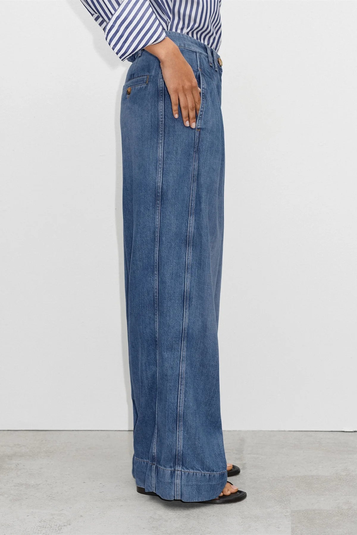Women's Denim Pants High Waist Wide Leg Jeans Baggy Casual Straight Leg Denim Pants Female Vintage Blue Baggy Trousers