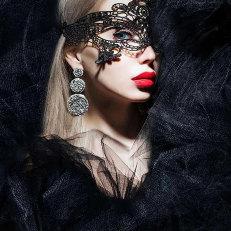 Black Queen Lace Mask Embroidery Appliques Party Carnival Mask Woman Accessories Halloween Masquerade Mask