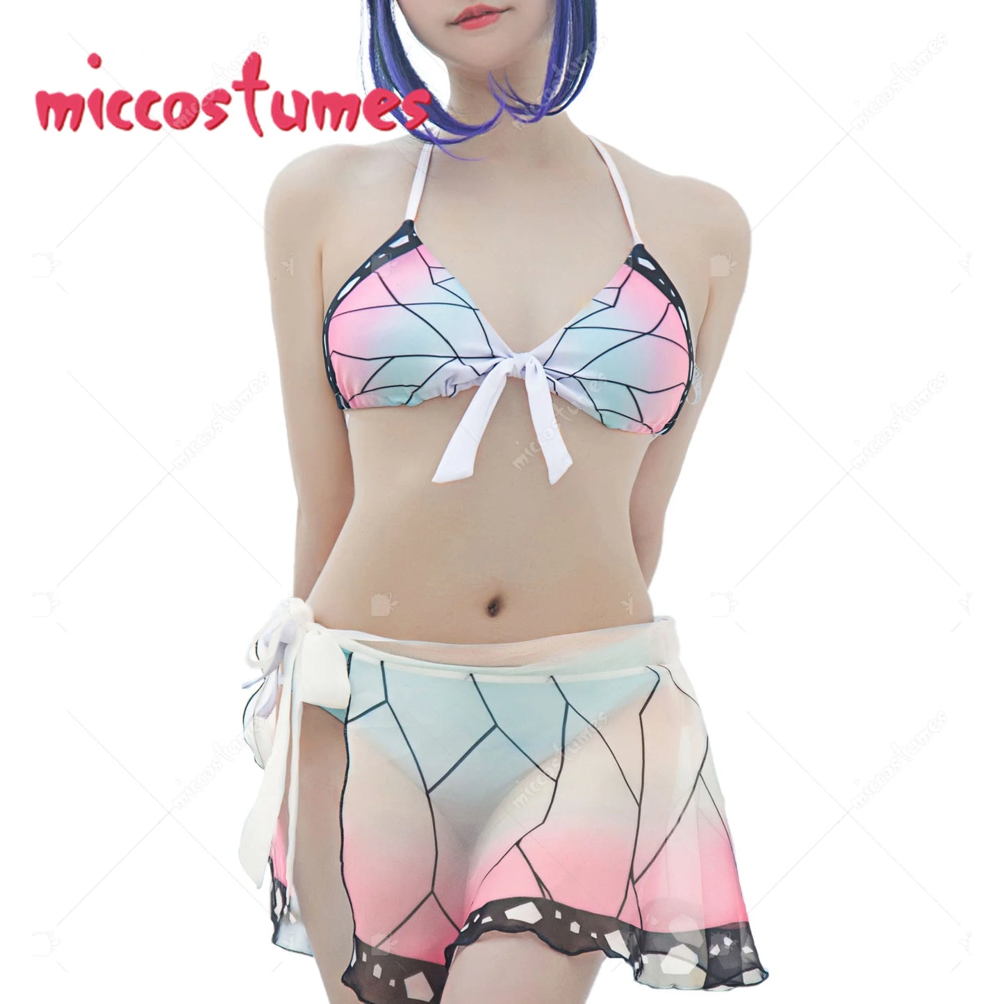 Two Piece Halter Neck Bikini Swimsuit  High Waist Swimwear Flounce Layered Bathing Suit