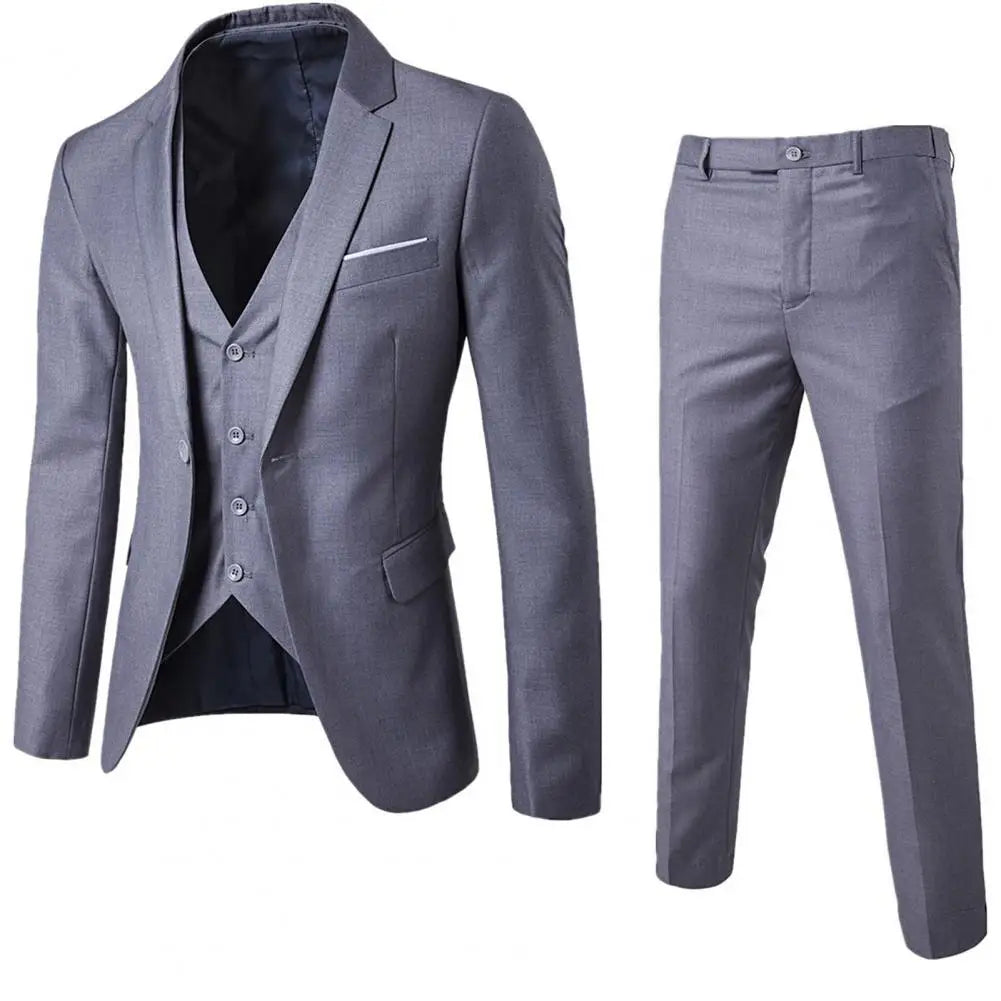 1 Set Vest Pants Set Solid Color Style Single Breasted Vest Coat Zipper Closure Trousers