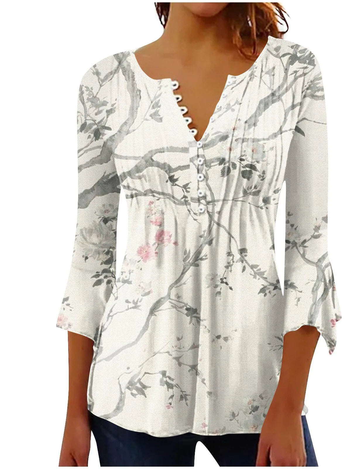 Summer Street Fashion Button-Down T-Shirt Loose Women'S Comfortable Clothing Shirt 3d Printed Trend Seven-Quarter Sleeve Top