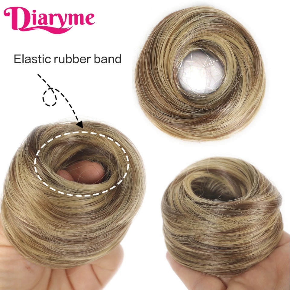 Synthetic Hair Bun Woman Straight Updo hair tie Elastic Rubber Band Chignon Hairpiece Extensions Hair Bands Natural Hairpiece