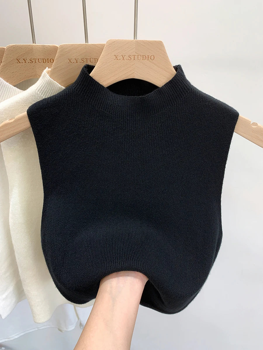 Women Knitted Tank Top Summer Fall Sweater Short Sleeveless Solid Spring Autumn Sweaters Pullovers