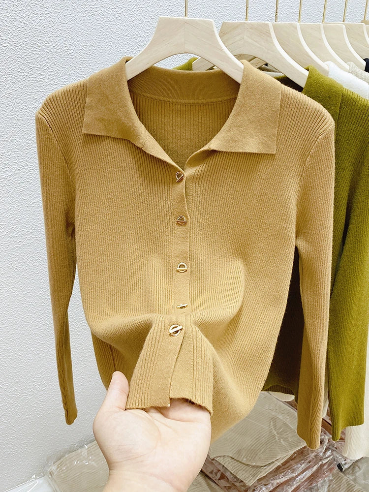 Women Cardigans Autumn Winter Single Breasted Knitted Sweater Spring Fashion Short Knitwear Solid Jumpers