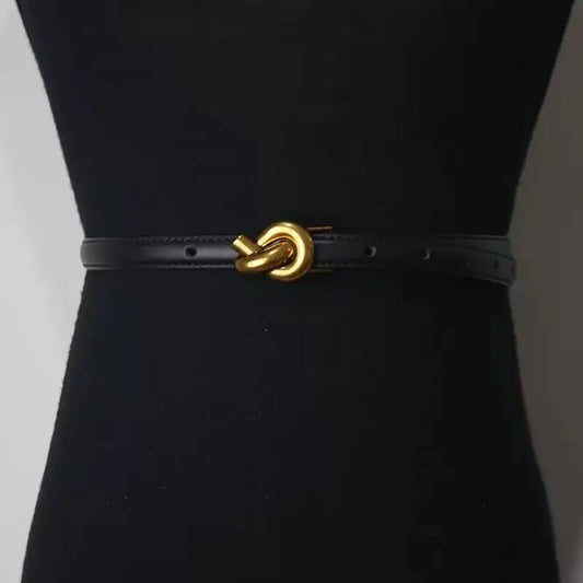 Genuine Leather Women Fashion Belt Knot Buckle Waistband Cummerbund For Dress  Jeans