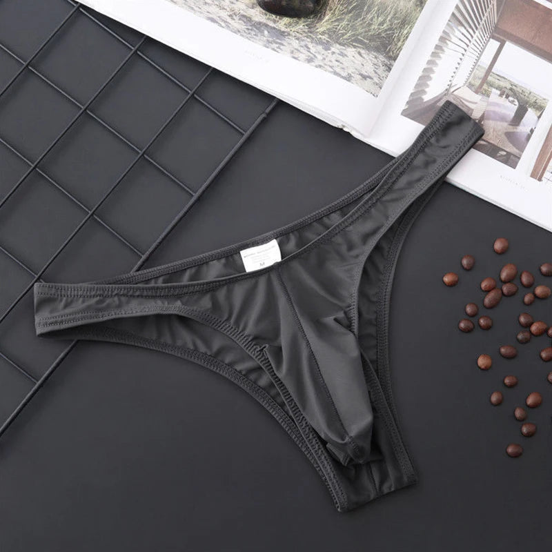 Men's Seamless Breathable Briefs Ultra-thin See-through Low-rise Underwear Sexy Transparent Low Waist Seamless Men's Solid