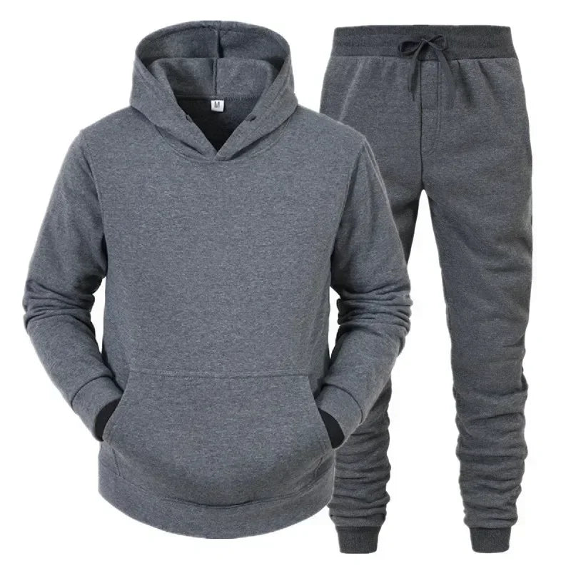 Basic Men/Women 2Pcs/Sets Sweatshirt Hoodies Pants Male Gyms Fitness Tops Joggers Sportswear Tracksuits