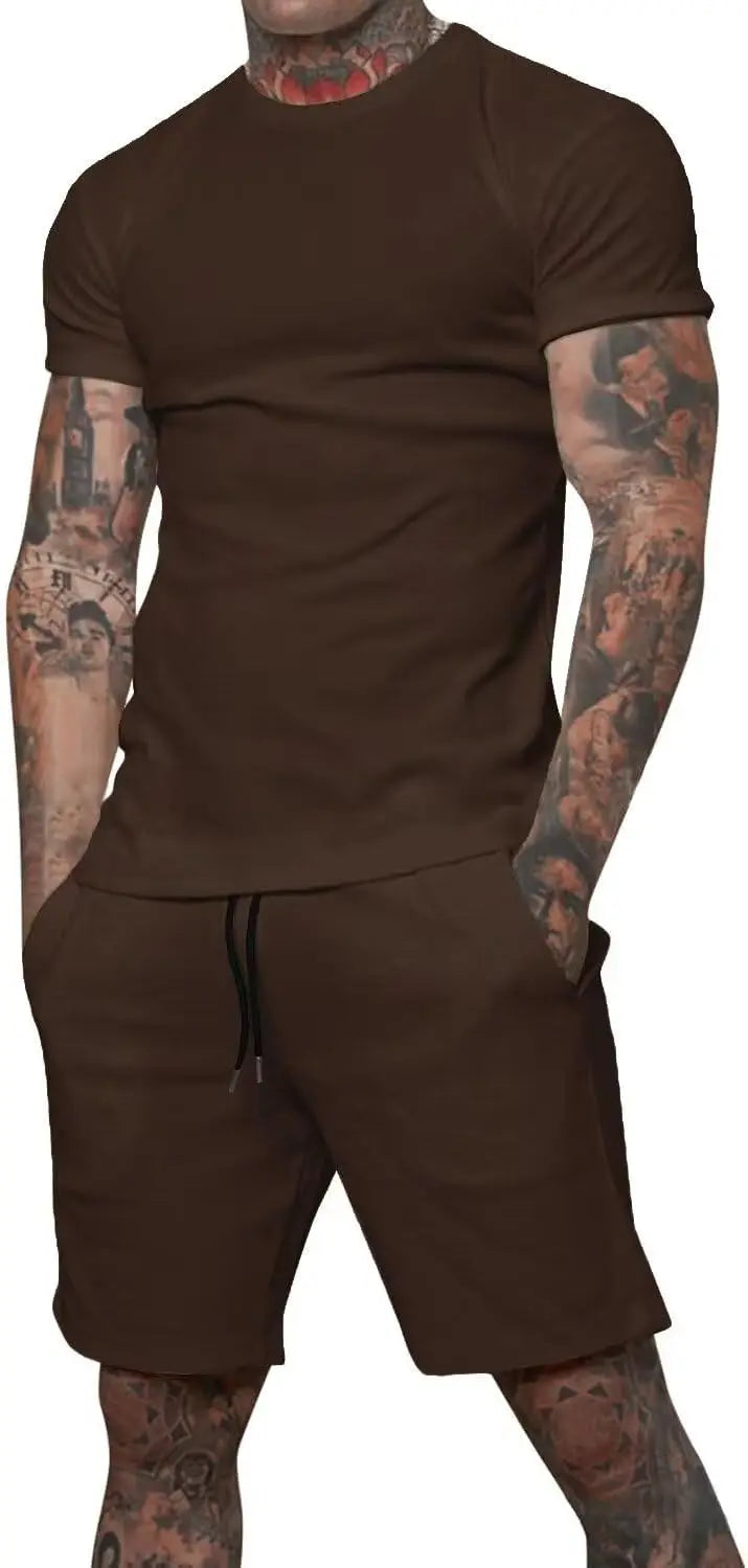 Boutique men's shorts suit 2 piece clothing fashion summer casual sportswear and shorts suit
