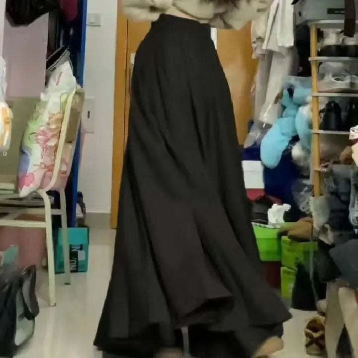 Pleated Skirts for Women High Waist Big Swing Jupe Vintage Long Skirt