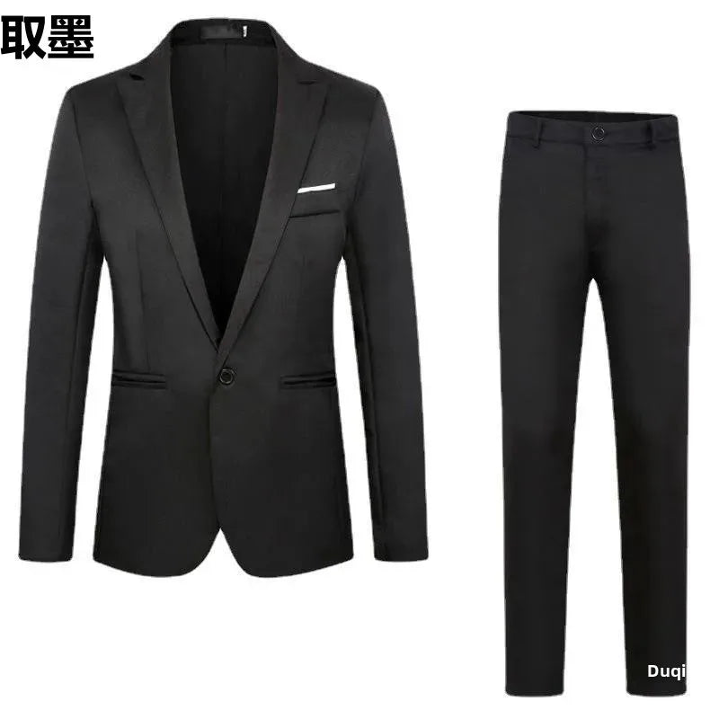 Men's Fashionable Business Casual Suit Slim Fit Western Style Clothes 2-Piece Set Wholesale Cross-Border E-commerce