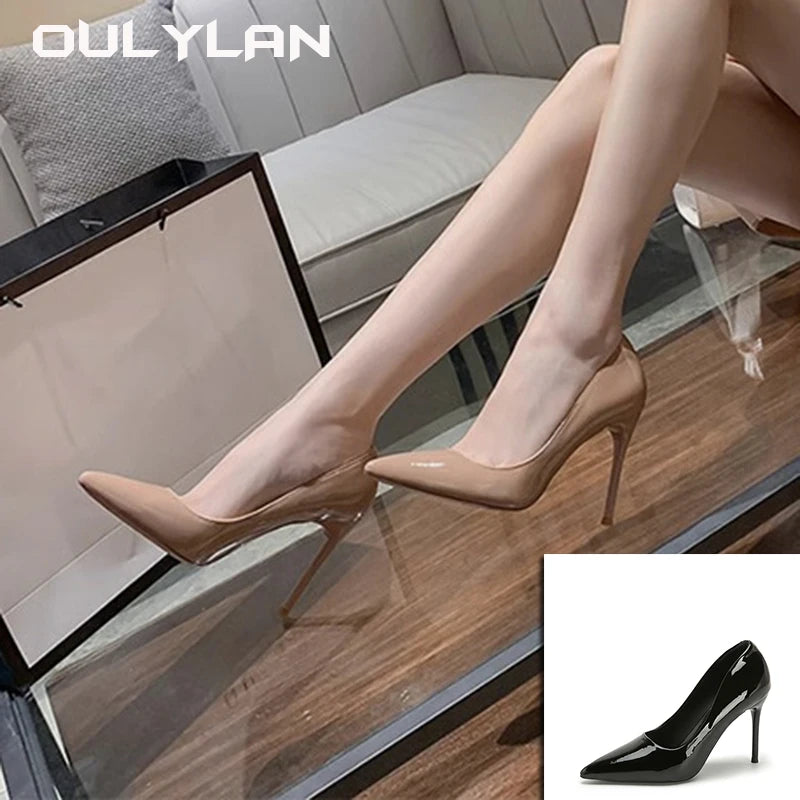 High Heels Sandals  Fashion Pointed Toe Slim Heels  Patent Leather