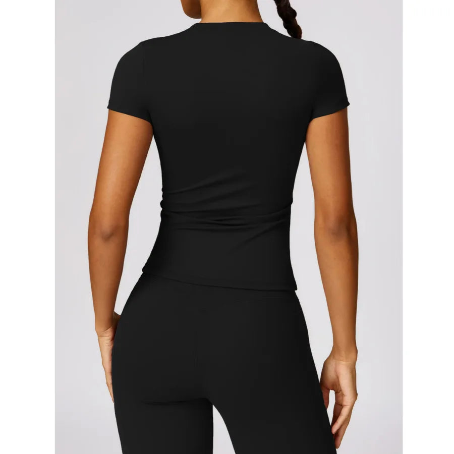 Women's Sports T Shirt Summer Short Sleeve Running Round Neck Breathable Stretchy GYM Yoga Slim Fitness Active Top Tee