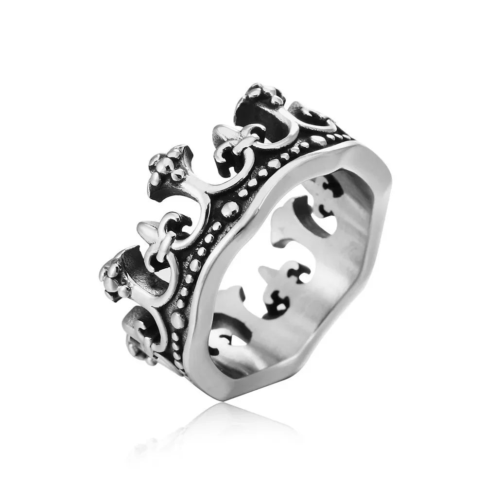 Classic Retro Crown King Ring Personalized Creative Fashion Trend Ring Men and Women Niche Street Party Ring