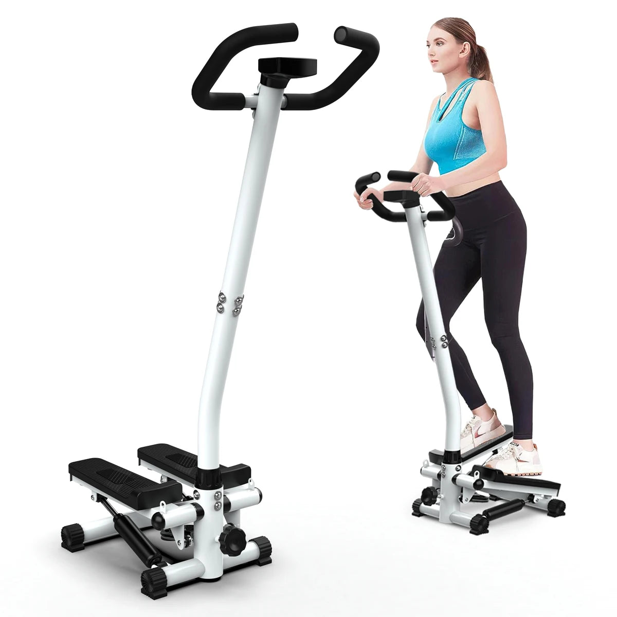 Mini stepper with handle, 300 pound load capacity, hydraulic stepper, LCD display