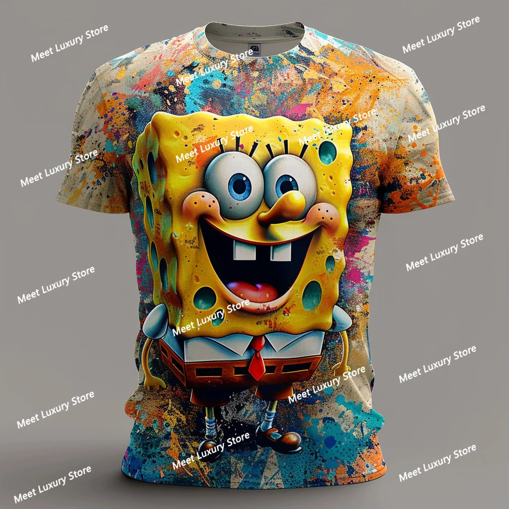 DOMIO 3d Men's Cartoon Anime SpongeBob SquarePants Men T-shirt Short Sleeved Oversized  T-shirt /Adult Men Clothing T-shirt