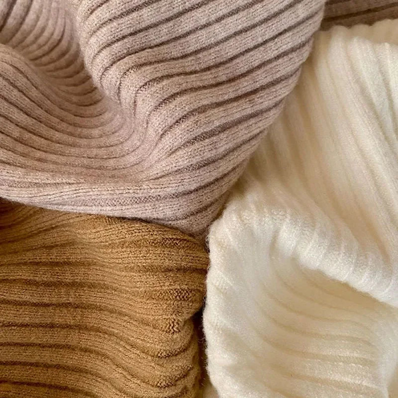 Women Sweater Pullovers Turtleneck Casual Autumn Winter Split Fork Button Chic Sweater Female Knit Top Soft Jumper Tops