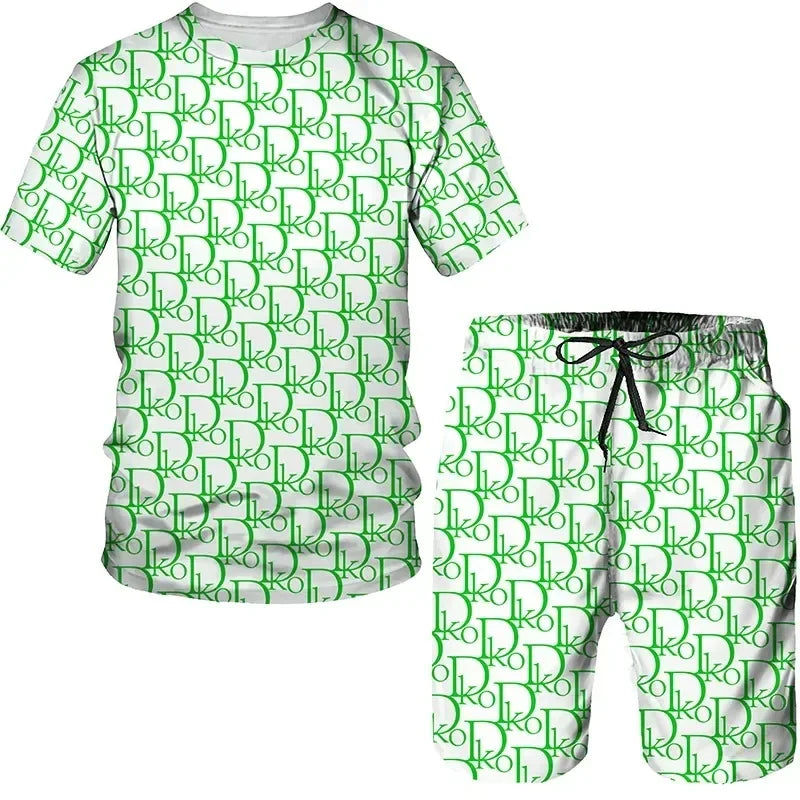 Summer Street Men's Daily Casual Fashion Loose Comfort Short Sleeve Outdoor Trend Sports Shorts Novelty Geometric Printing