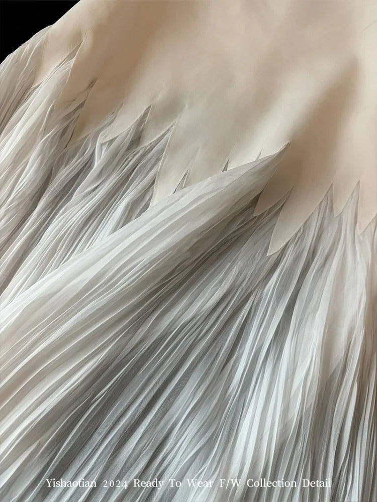 Pleated Wrap Hip Trumpet Skirt