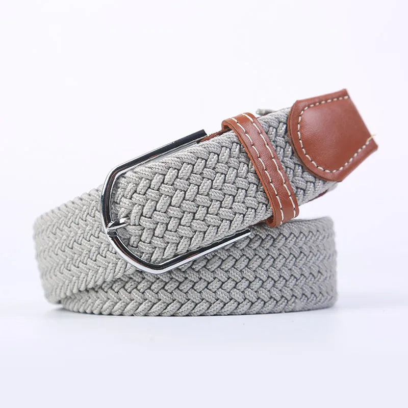 Casual Knitted Pin Buckle Belt Woven Canvas Elastic Expandable Braided Stretch Belts Women Jeans