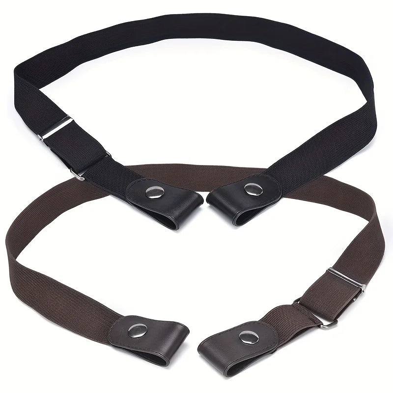 Simple And Fashionable Women's Belt Elastic Woven Invisible And Seamless Unisex Jeans Belt Length Adjustable