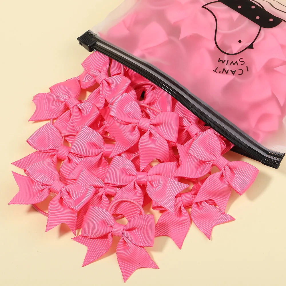 5/10/20Pcs Mini Solid Bows Elastic Hair Bands Small Rubber Band Hair Rope Ponytail Holder Headwear Hair Accessories