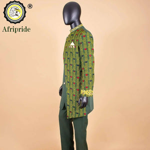 African Style Suits for Men Embroidery Print Blazer and Pants Set Business Dress Suit with Kerchief Party Wedding Evening