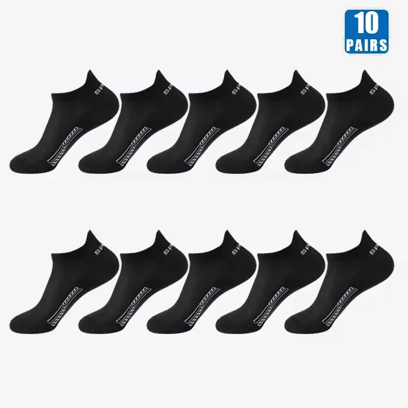 10/20 Pairs Men Short Socks Trendy High-Quality Low Cut Round Neck Ankle Socks Mesh Breathable Sports Casual Men Boat Socks